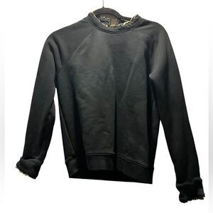 J CREW ruffle animal print trim sweatshirt